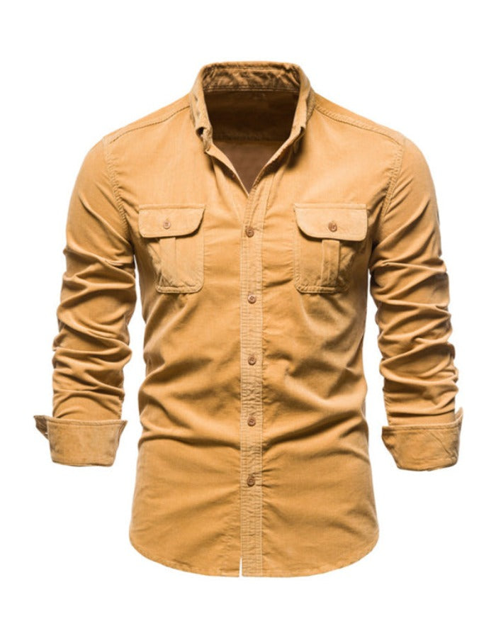 SHOPIQAT Men's Corduroy Slim-Fit Casual Long-Sleeve Shirt - Premium from shopiqat - Just $8.900! Shop now at shopiqat